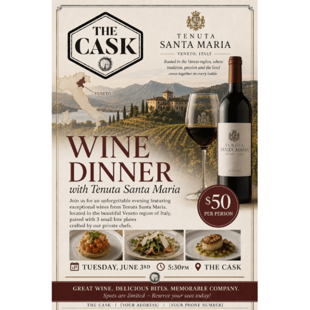 Tenuta Santa Maria Wine Dinner June 3rd, 5:30pm