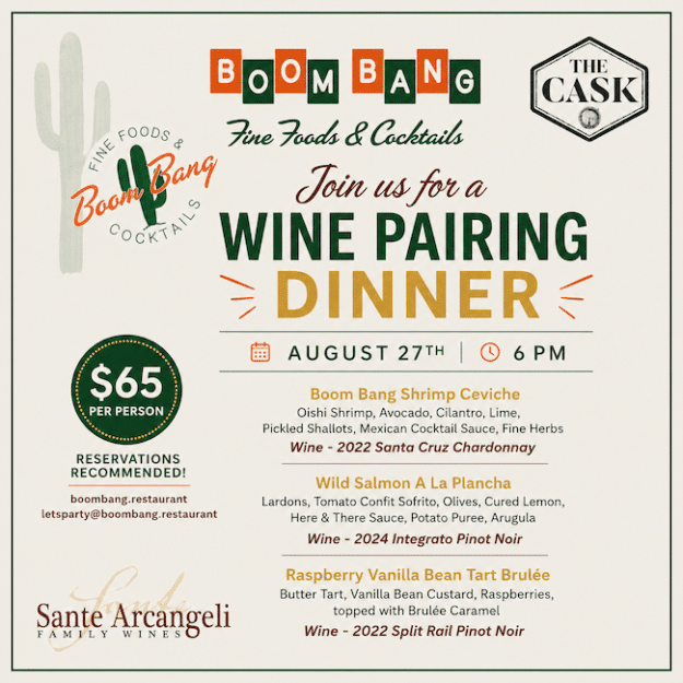 Sante Arcangeli Wine Dinner @ Boom Bang Fine Foods August 27th, 5:30pm