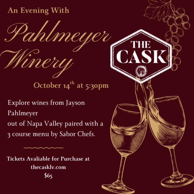 Pahlmeyer Wine Dinner October 14th, 5:30pm